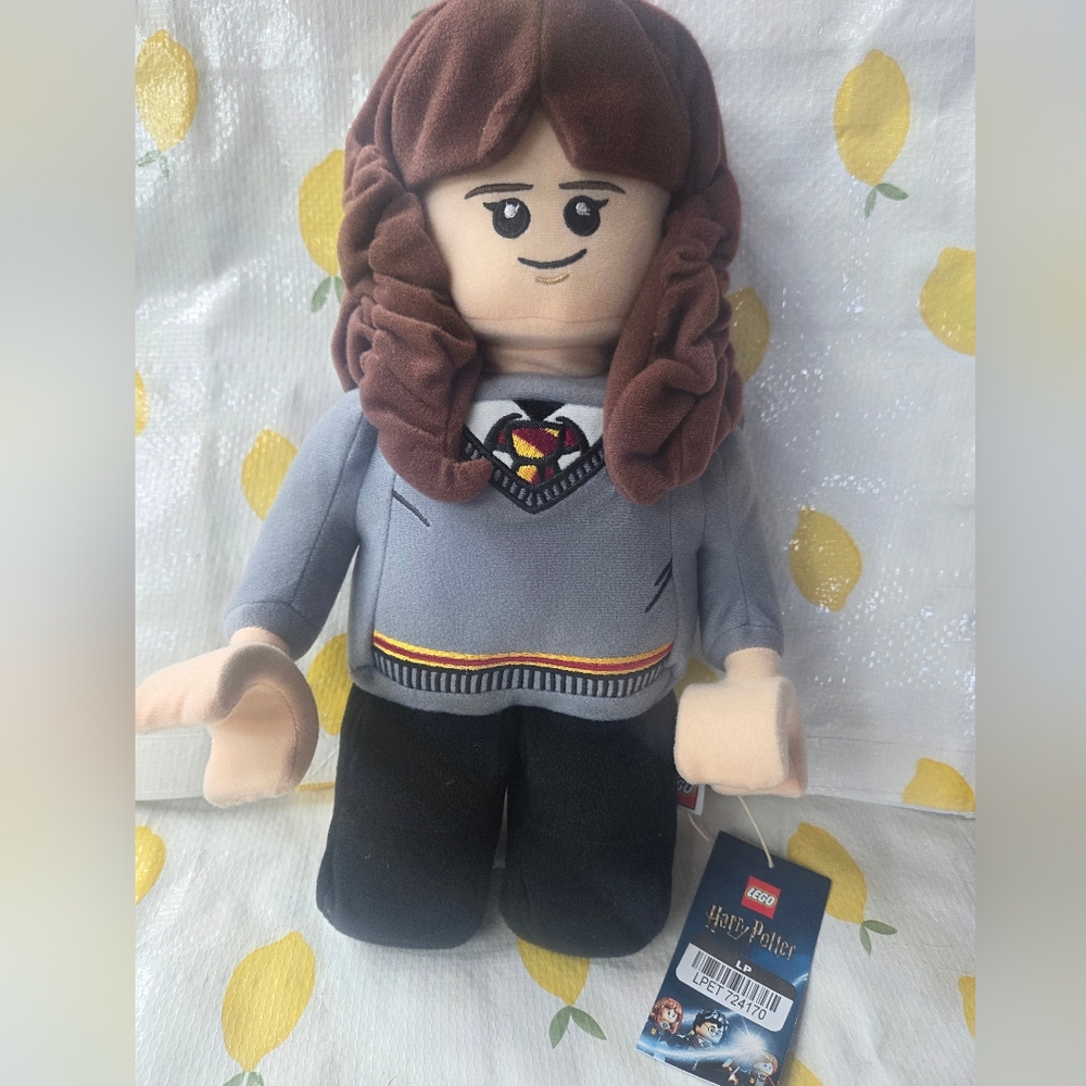 NWT Lego Hermione Granger Plush Doll - Grey Sweater, Black Pants, Brown Hair